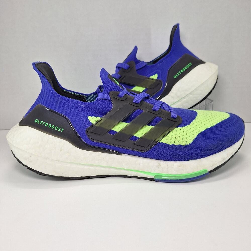 Adidas UltraBoost 21 Sonic Ink Screaming Green Shoes S23873 Men's Size 7.5